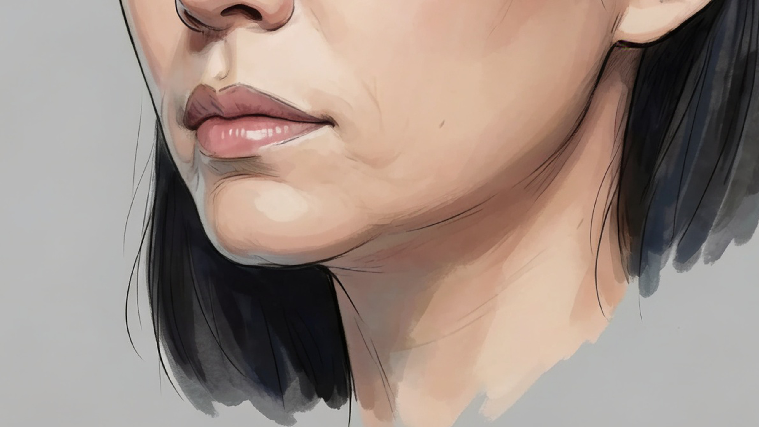 フェイスラインのもたつきのイラスト 大阪梅田 美容皮膚科
